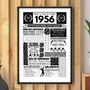 Personalised 70th Birthday Tennis Print, Custom Wall Art Gift, thumbnail 1 of 12