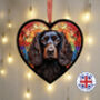 Cocker Spaniel Stained Glass Effect Heart Suncatcher, thumbnail 4 of 9