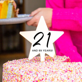 '21 Again' Milestone Birthday Gold Star Cake Topper, 9 of 12