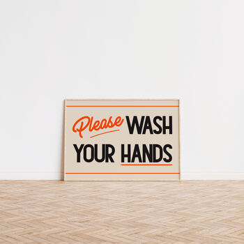 Please Wash Your Hands Retro Bathroom Print, 7 of 8