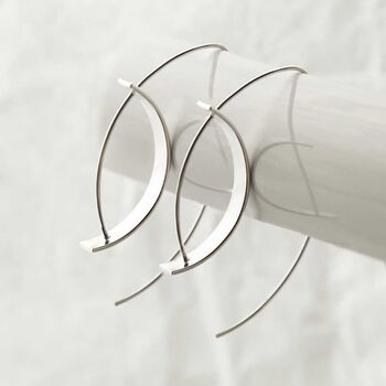 Sterling Silver Reverse Shield Threader Earrings, 4 of 5