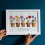 Personalised Family Birth Flower Pots Print, thumbnail 2 of 3