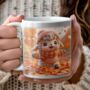 Personalised Autumn Sheep Playing In Leaves Gift Mug, thumbnail 1 of 2
