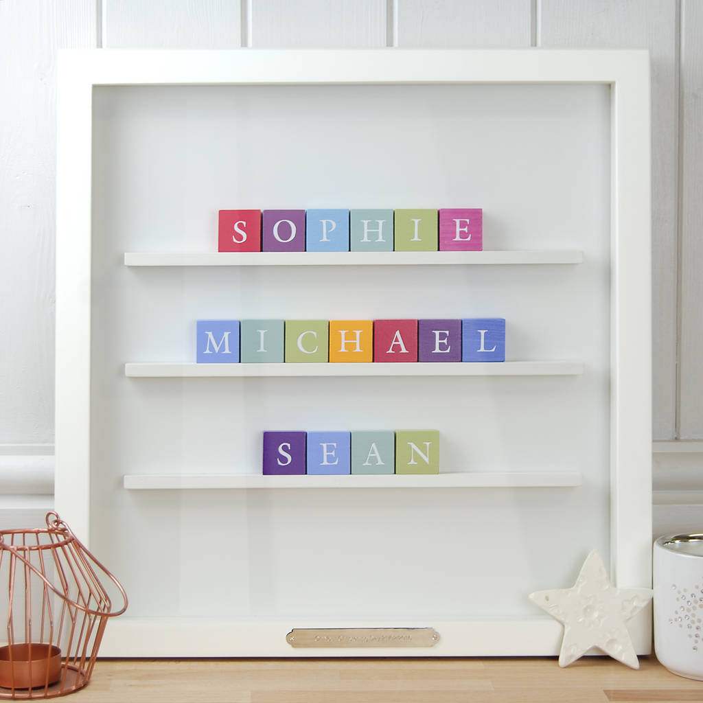 Personalised Three Names Family Alphabet Block Frame, 1 of 5