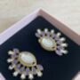 Purple Kundan Statement Lightweight Earrings, thumbnail 3 of 5