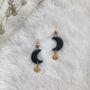 Black Celestial Luna Moon Polymer Clay Earrings, thumbnail 1 of 3