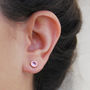 Pink Tourmaline Rose Gold Plated Stud Earrings, thumbnail 4 of 5