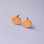 Enamel Pumpkin Stud Earrings Halloween Jewellery, thumbnail 2 of 3