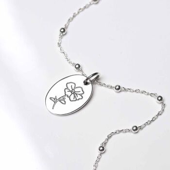 Sterling Silver August Birth Flower Necklace, 3 of 5