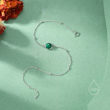 Sterling Silver Genuine Malachite Bracelet, 3 of 12