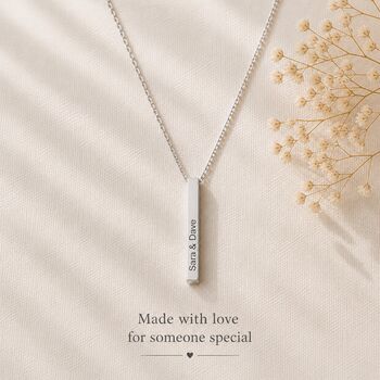 Personalised 3D Bar Shaped Engraved Name Necklace, 3 of 9