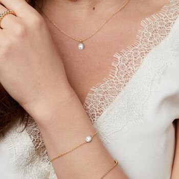 Freshwater Pearl And 18ct Gold Vermeil Bracelet, 2 of 5