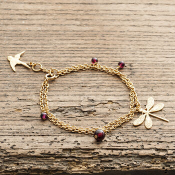 Gold Dragonfly Bracelet With Gemstones, 4 of 4