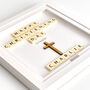 Personalised Wooden Cross Christening Keepsake Frame With Scrabble, thumbnail 5 of 9
