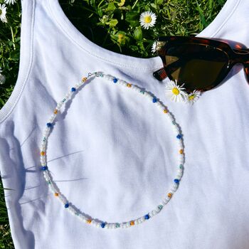 White Beaded Necklace With Colourful Bead Details, 3 of 3