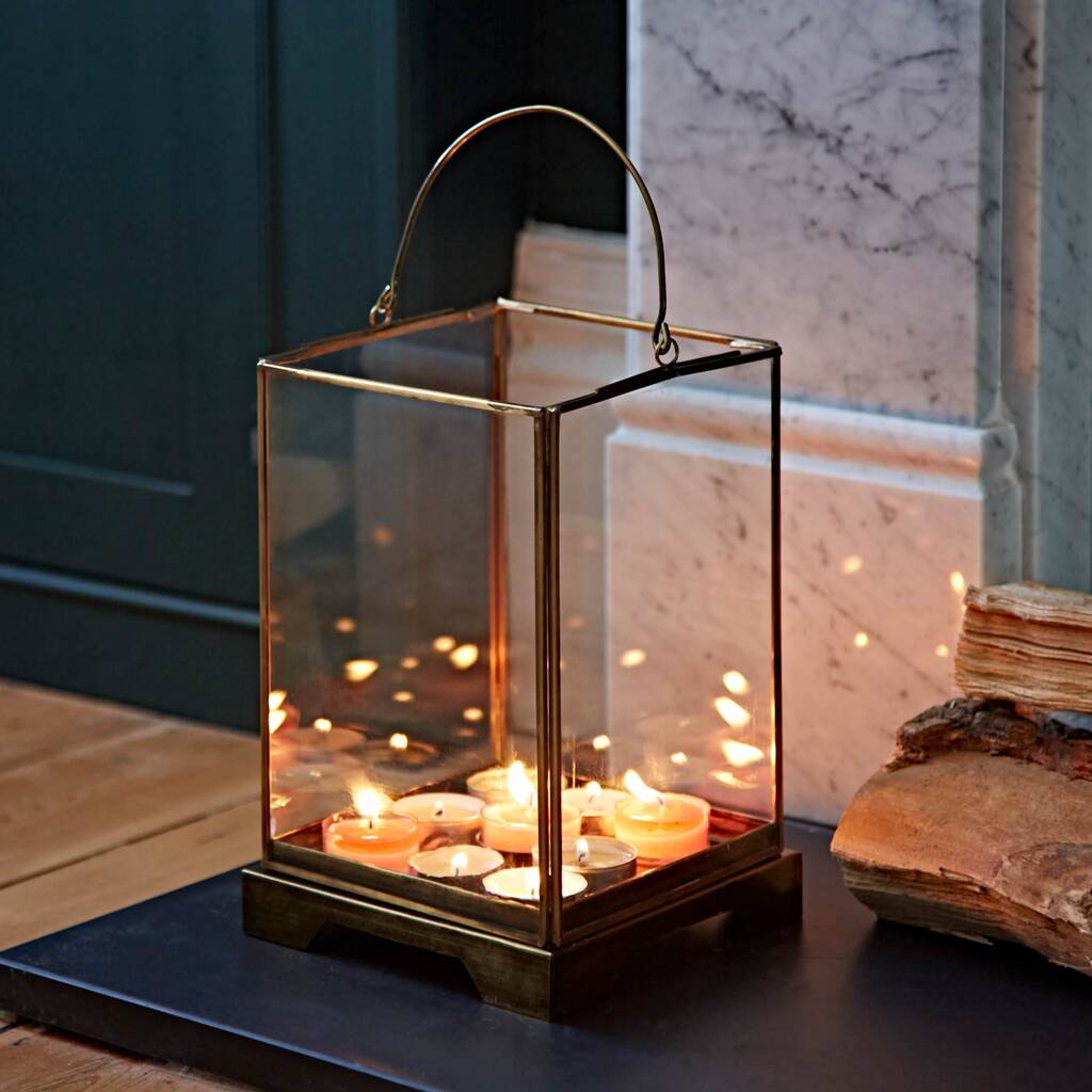 Antique Brass Candle Lantern By Paper High