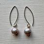 Grey Pearl Earrings On Long Sterling Silver Hooks, thumbnail 2 of 5