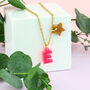 Pink Letter/Initial And Gold Star Charm Necklace, thumbnail 3 of 6