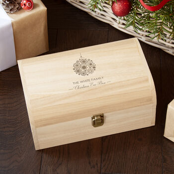 Personalised Family Bauble Christmas Eve Wooden Chest, 10 of 12
