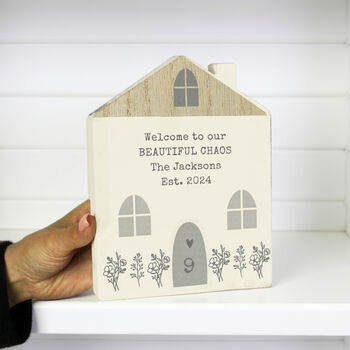Personalised Grey Wooden House Ornament, 3 of 6