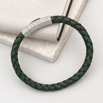 Personalised Hexagonal Clasp Leather Bracelet, 4 of 8