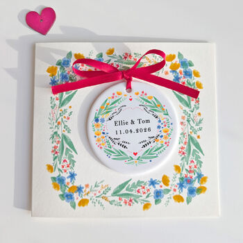 Personalised Engagement Card With Ceramic Ornament, 2 of 3