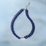 Lapis Lazuli And Keshi Pearl Necklace, thumbnail 6 of 9