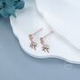 Sterling Silver Delicate Starburst Dangle Stud Earrings, thumbnail 3 of 12
