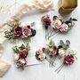 Dusty Rose, Pink And Blush Floral Hair Pins, thumbnail 7 of 7
