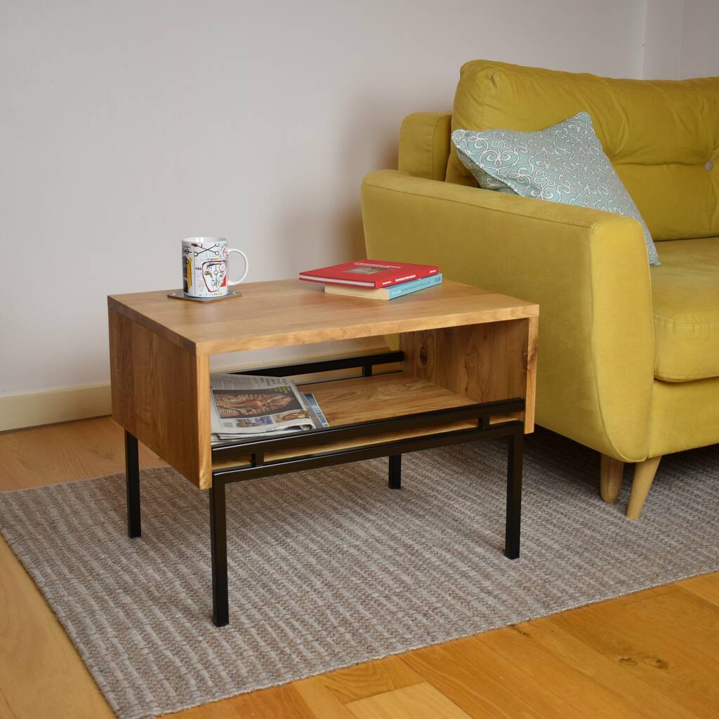 Effra Solid Oak Side Table With Steel Legs By Arpe Studio UK