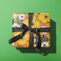 Orange Vintage Floral Pattern Wrapping Paper, thumbnail 3 of 7