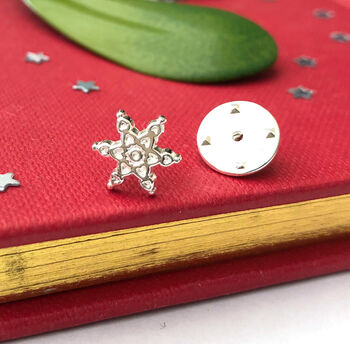 Sterling Silver Snowflake Christmas Pin Brooch, 7 of 10