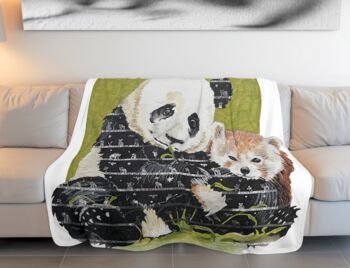 Panda Fleece Blanket, Red Panda Throw, 2 of 10