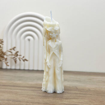 Mini Skeleton Pillar Candle Halloween Candlestick, 8 of 8