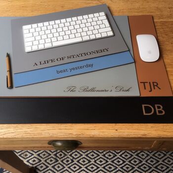 Personalised Engraved Leather Desk Mat, 2 of 12