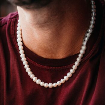 Mens Freshwater Pearl Chain Necklace, 4 of 8