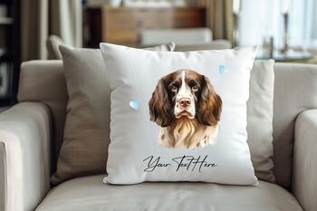 Personalised English Springer Spaniel Hearts Cushion Cover Gift, 2 of 2