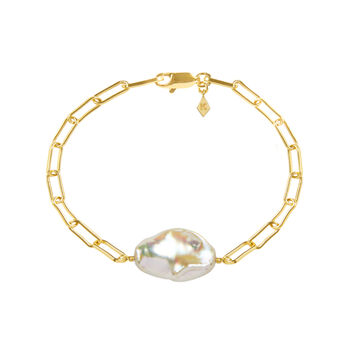 Gold Plated Statement Pearl Chain Bracelet, 2 of 3