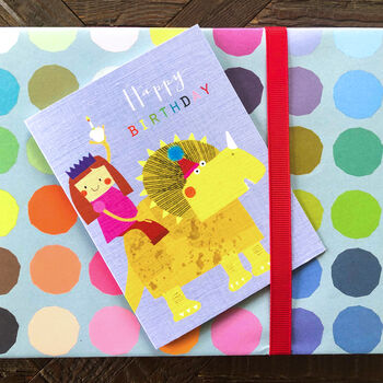 Mini Girl On A Dinosaur Birthday Card, 4 of 4