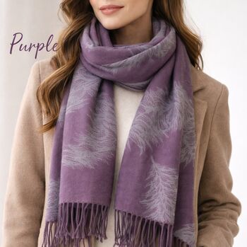 Cashmere Feather Print Scarf, 4 of 7