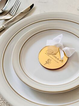 Luxury Mirrored Gold Silver Script Circle Place Setting, 7 of 12