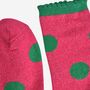 Women's Glitter Socks Hot Pink Green Large Polka Dots, thumbnail 4 of 5