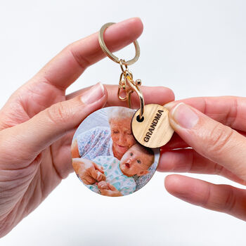 Personalised Wooden Photo Keyring For Grandma, 2 of 8