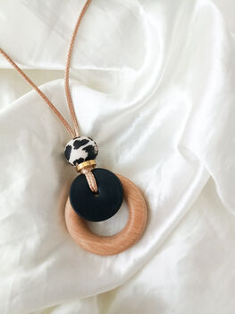 Leopard Wooden Engraved Nursing And Teething Pendant, 2 of 5