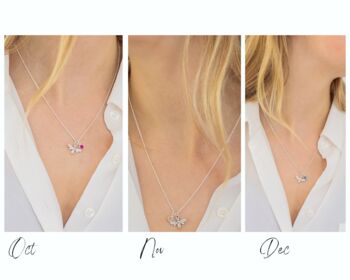 Sterling Silver Bee Necklace With Birthstone Charm, 8 of 12