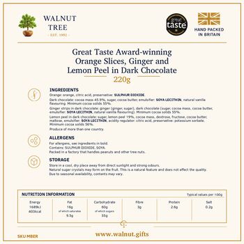 Great Taste Award Winning Dark Chocolate Orange, Lemon And Ginger Gift Box – 220g, 6 of 9