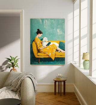 Female Reading Dog Portrait Art Print, 2 of 4
