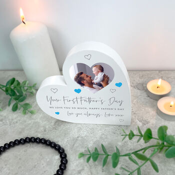 Personalised First Father's Day White Freestanding Heart, 3 of 5