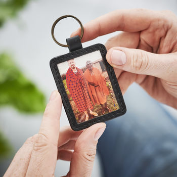 Personalised Leather Keyring With Metal Photo Insert, 5 of 9