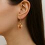 Gold Plated Sterling Silver Baltic Amber Bee Earrings, thumbnail 2 of 4